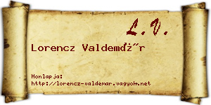 Lorencz Valdemár névjegykártya